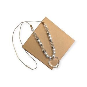 80's Crystal Hearts & Pearls Necklace